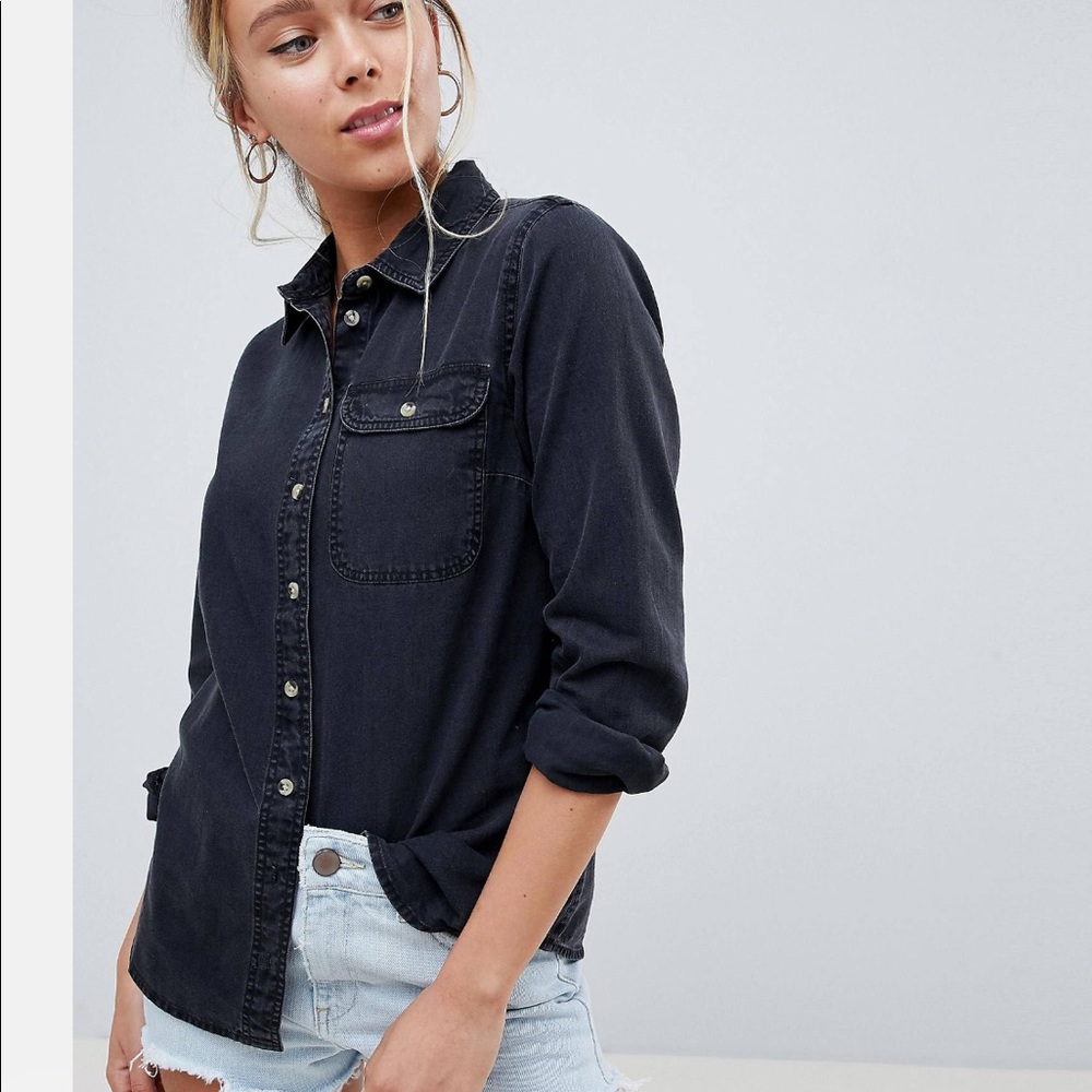 NWT ASOS DESIGN denim shirt in washed black: 6